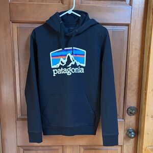 Patagonia Fitz Roy Horizon Regular Fit Uprisal Black Hoody with Logo Size Small